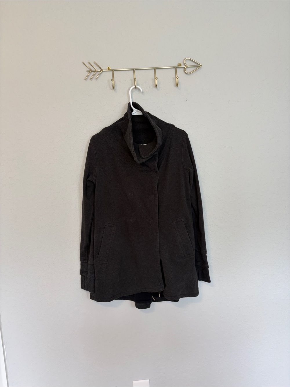 Lululemon Wrap Front Long Cardigan Jacket Heathered Charcoal Gray Size 8